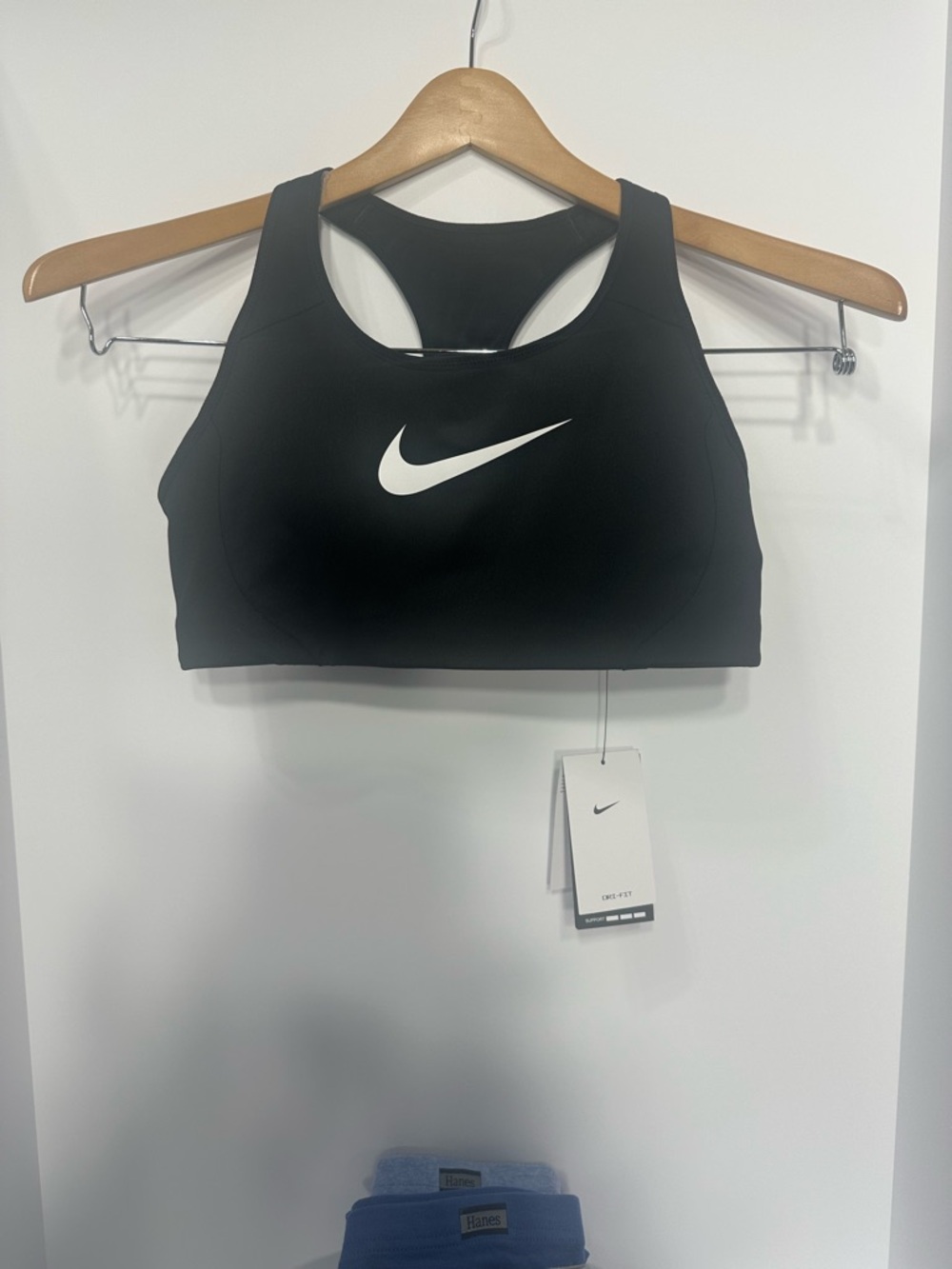 Nike Black Racerback Medium-Impact Sports Bra with White Swoosh XL new w tags